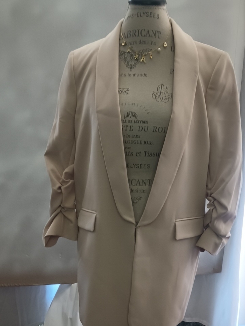 Gianni Bini Soft Beige Blouse with Subtle Shine